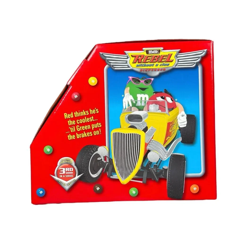 NIB Vintage M&M Dispenser Rebel Without A Clue Decorative Collectible Candy